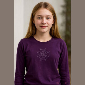 Spider Web Pattern Purple Long Sleeve Top S